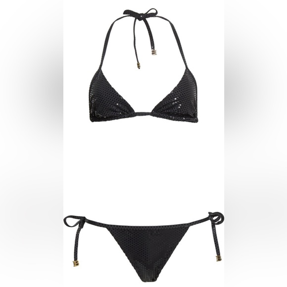 BALMAIN Paillettes Print Triangle Bikini Set, sz 36, $798 - Picture 7 of 16